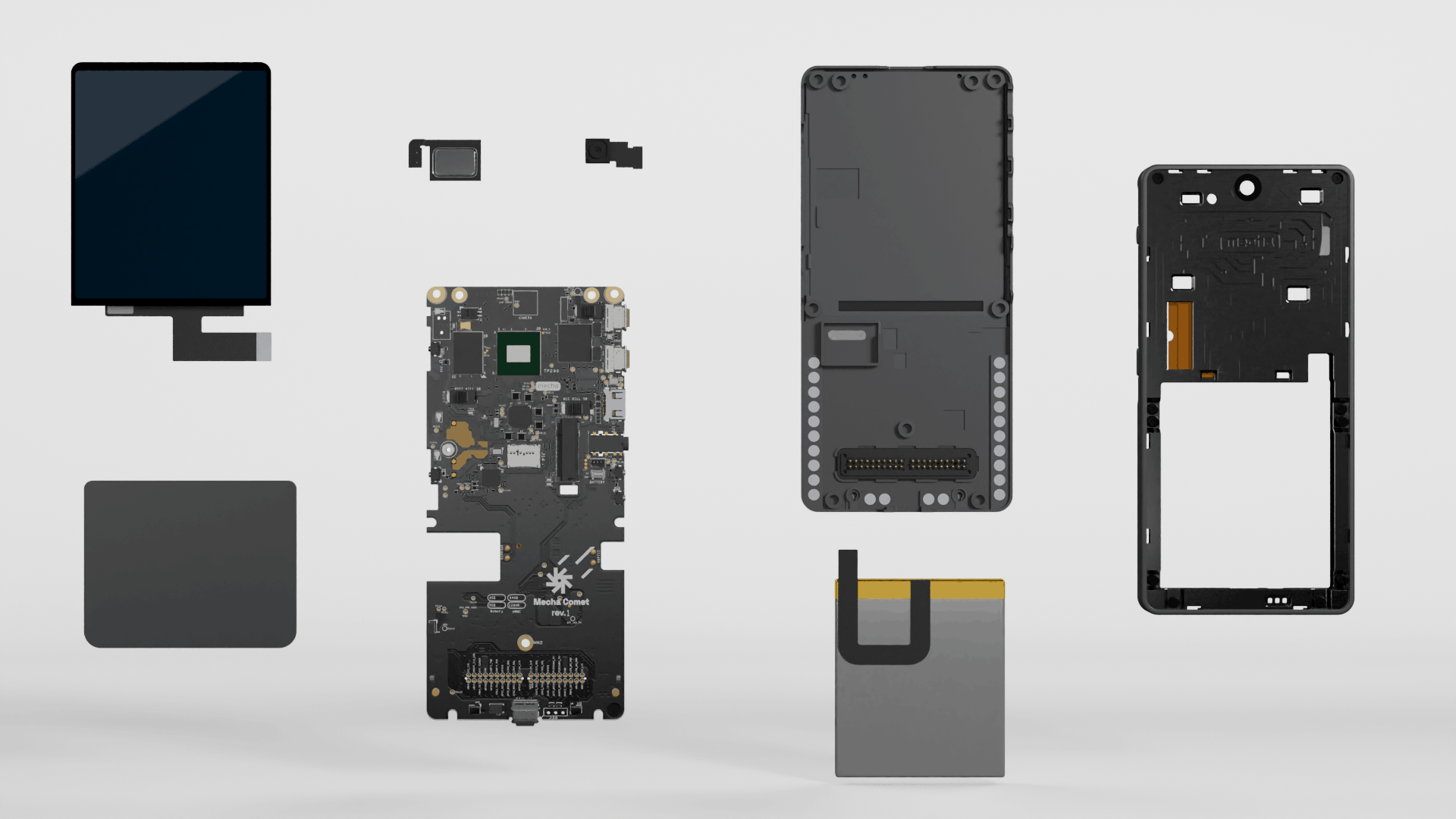 Comet disassembly view showing all modular components